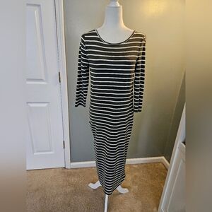 Heart & Hips Women's Size Large L Striped Green and White Maxi Dress